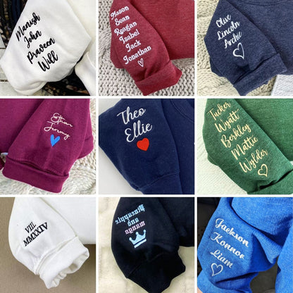 Custom Embroidered Aunt Sweatshirt Hoodie with Names on The Sleeve