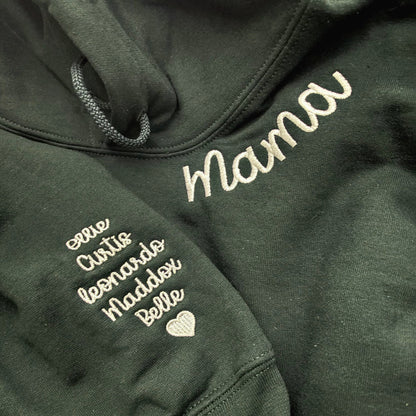 Custom Embroidered Aunt Sweatshirt Hoodie with Names on The Sleeve