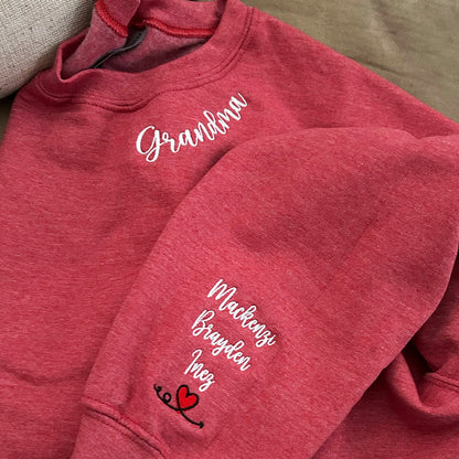 Custom Embroidered Aunt Sweatshirt Hoodie with Names on The Sleeve