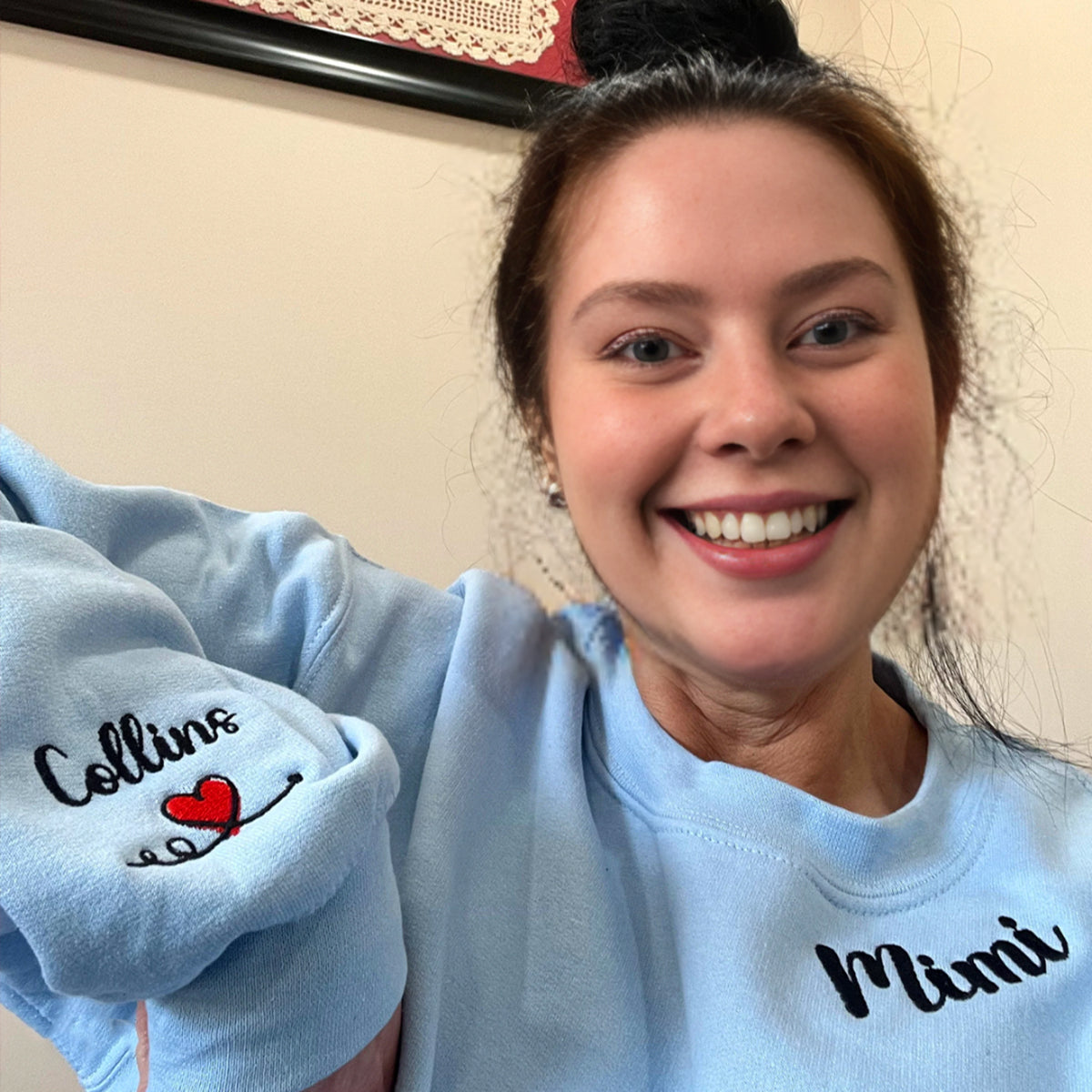 Custom Embroidered Aunt Sweatshirt Hoodie with Names on The Sleeve