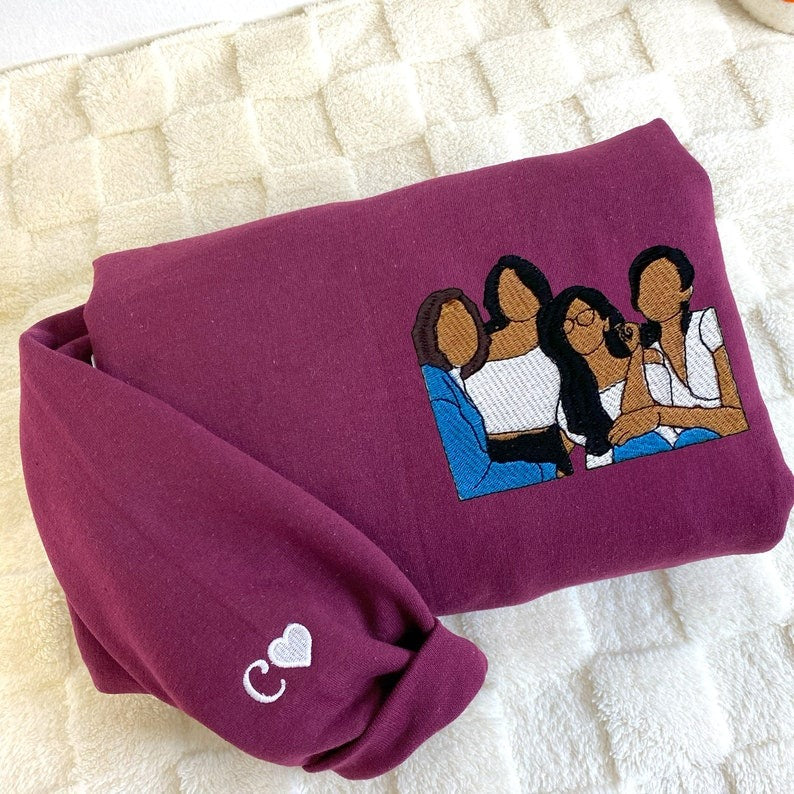 Custom Embroidered Best Friends Portrait Sweatshirt, Bestie Hoodie, Soul Sister Sweater, Gift For Friends