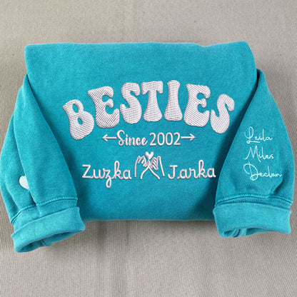 Custom Embroidered Besties Sweatshirt with Names