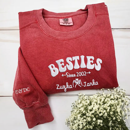 Custom Embroidered Besties Sweatshirt with Names