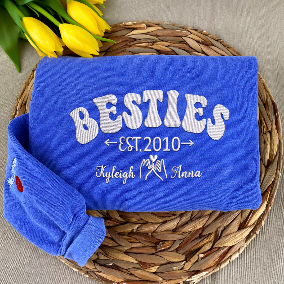 Custom Embroidered Besties Sweatshirt with Names