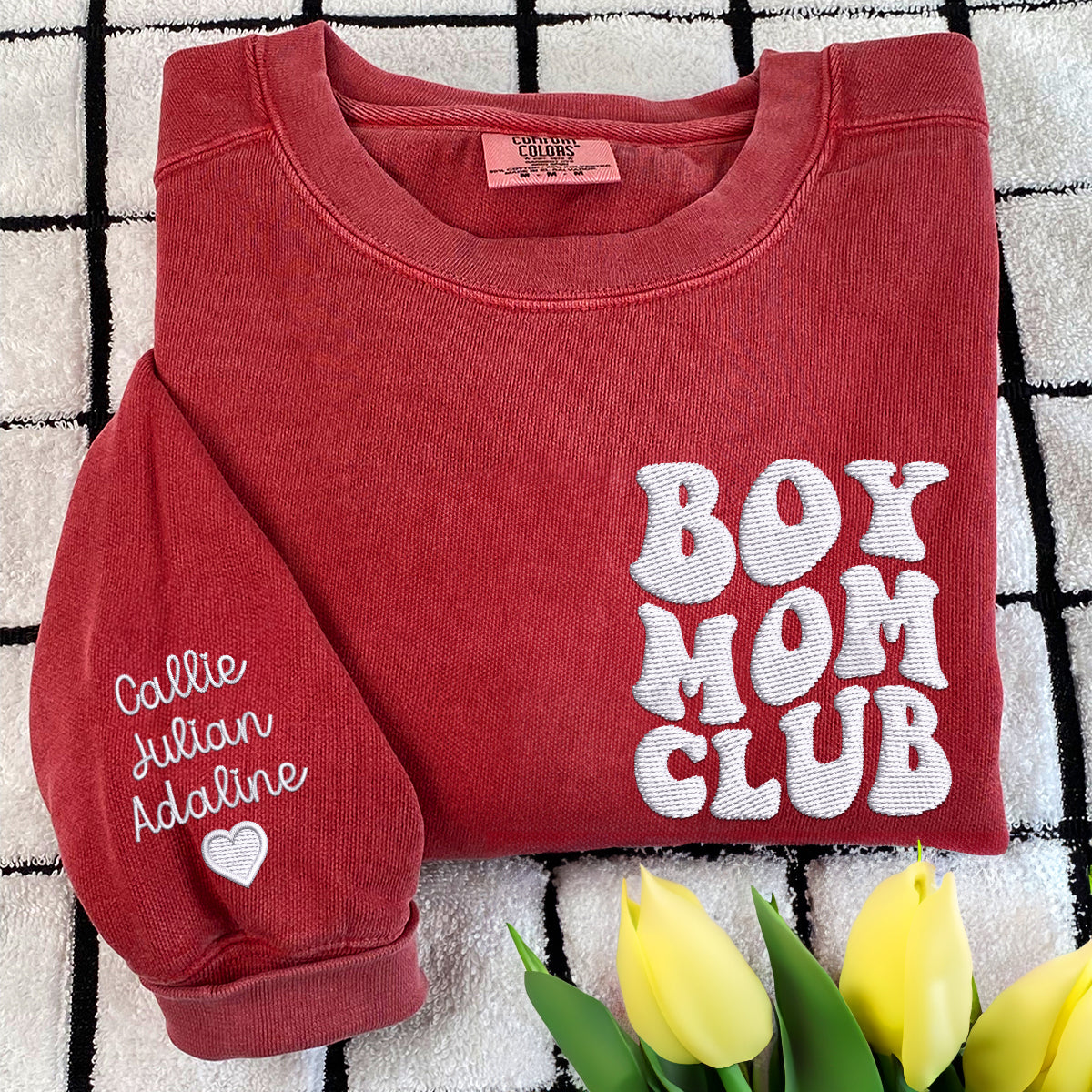 Custom Embroidered Boy Mom Club Sweatshirt, Mother's Day Gift for Mom