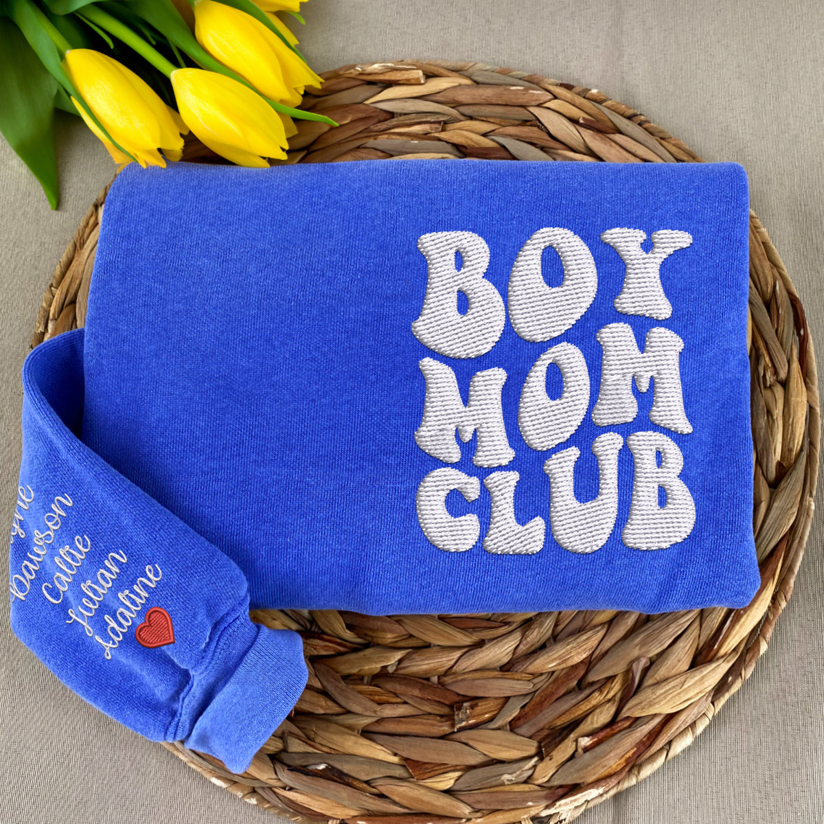 Custom Embroidered Boy Mom Club Sweatshirt, Mother's Day Gift for Mom