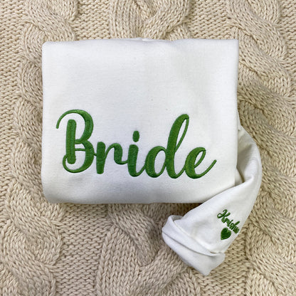 Custom Embroidered Bride & Team Bride Sweatshirt Hoodie, Unique Bridal and Bridesmaid Shower Gift