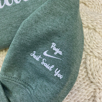 Custom Embroidered Bride & Team Bride Sweatshirt Hoodie, Unique Bridal and Bridesmaid Shower Gift