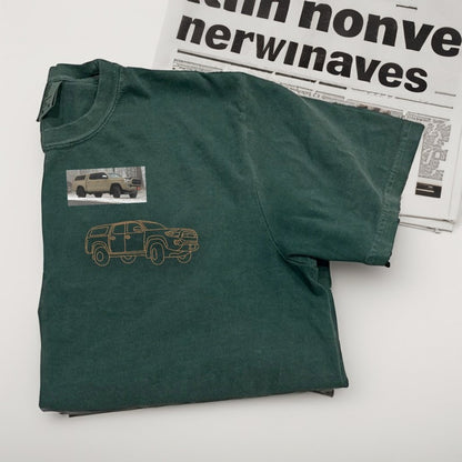 Custom Embroidered Car Portrait Comfort Colors® T-shirt From Photo, Personalized Car T-shirt, Car Lover Gift, Gift For Dad