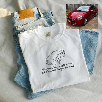 Custom Embroidered Car Portrait Comfort Colors® T-shirt From Photo, Personalized Car T-shirt, Car Lover Gift, Gift For Dad