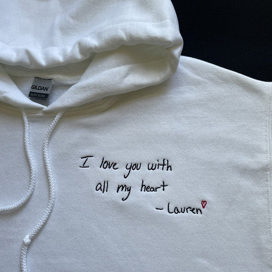 Custom Embroidered Children Handwriting Sweatshirt Hoodie, Meanings Gift for Parents