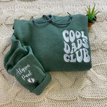 Custom Embroidered Cool Dads Club Sweatshirt Hoodie with Kid Names on Sleeve