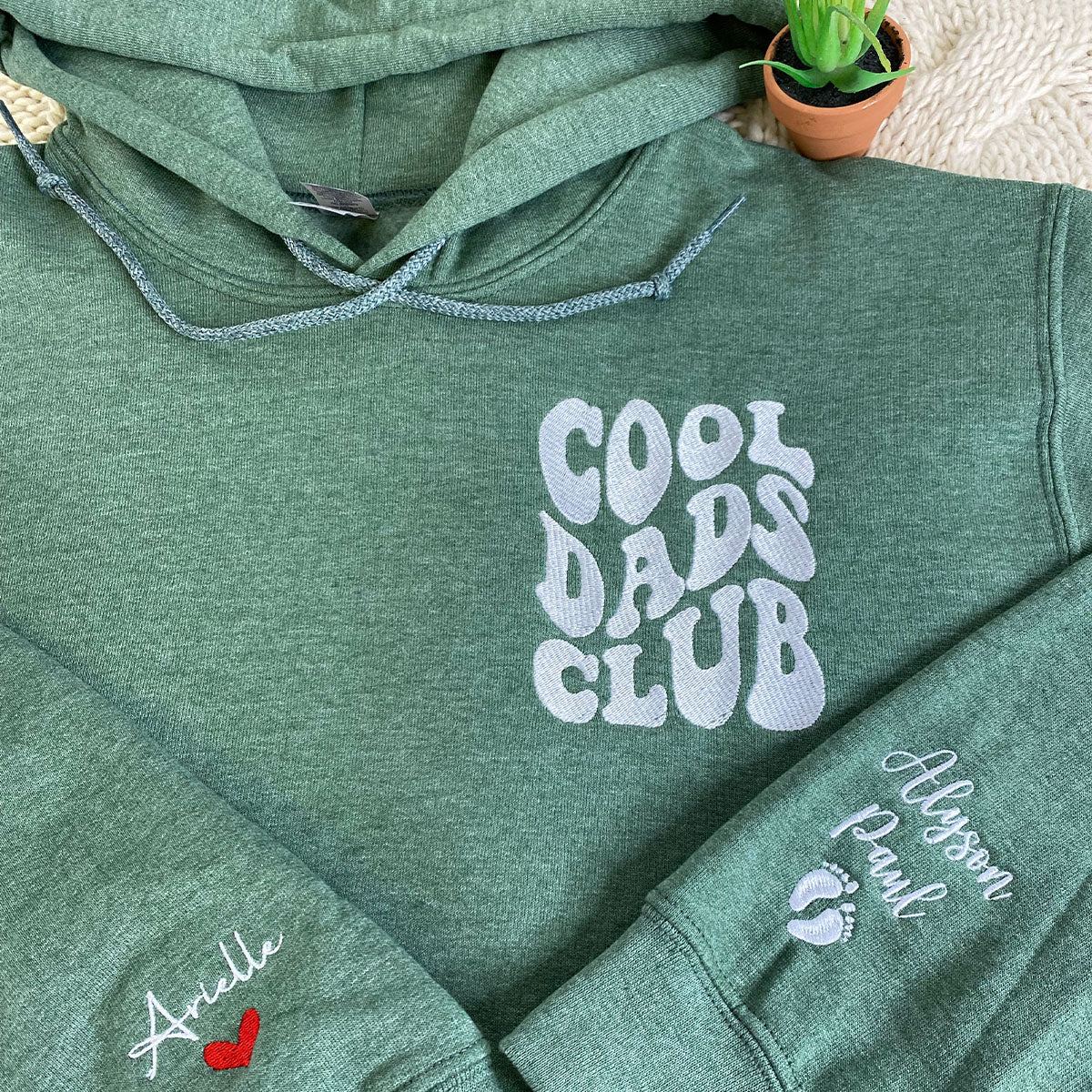 Custom Embroidered Cool Dads Club Sweatshirt Hoodie with Kid Names on Sleeve