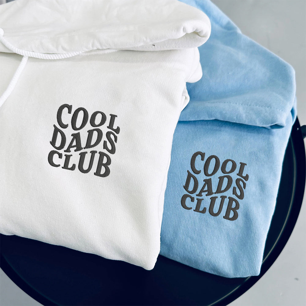 Custom Embroidered Cool Dads Club Sweatshirt Hoodie with Kid Names on Sleeve