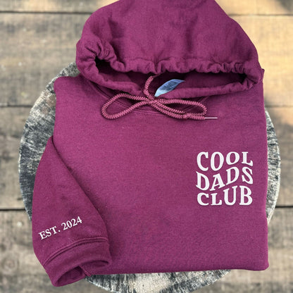 Custom Embroidered Cool Dads Club Sweatshirt Hoodie with Kid Names on Sleeve