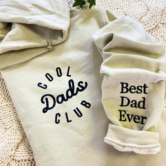 Custom Embroidered Cool Dads Club Sweatshirt Hoodie with Names on The Sleeve