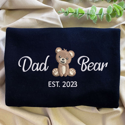 Custom Embroidered Dad Bear Sweatshirt Hoodie with Est Year