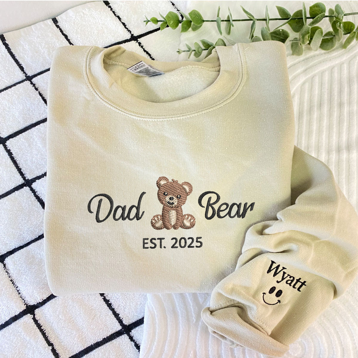 Custom Embroidered Dad Bear Sweatshirt Hoodie with Est Year