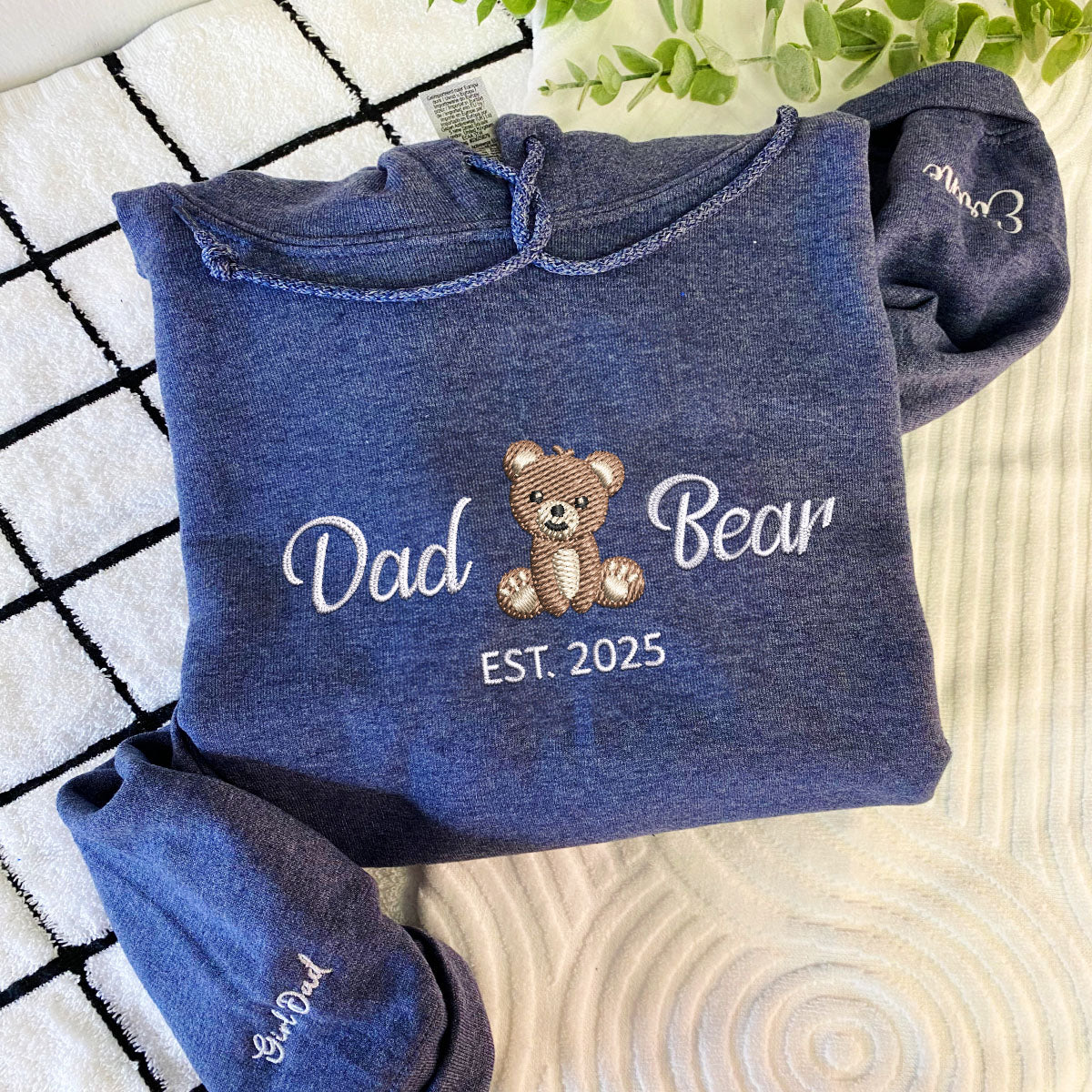 Custom Embroidered Dad Bear Sweatshirt Hoodie with Est Year