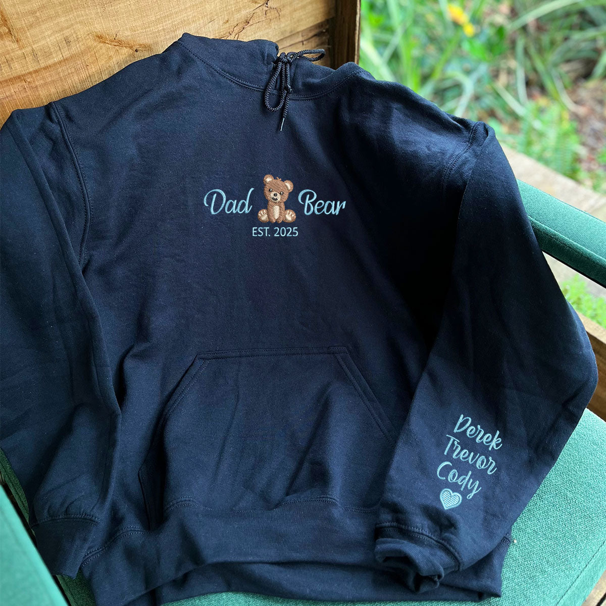 Custom Embroidered Dad Bear Sweatshirt Hoodie with Est Year