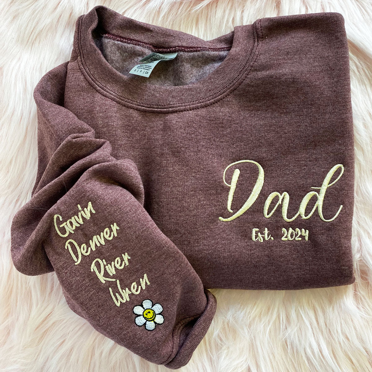 Custom Embroidered Dad Est Sweatshirt Hoodie, Father's Day Gift for Dad