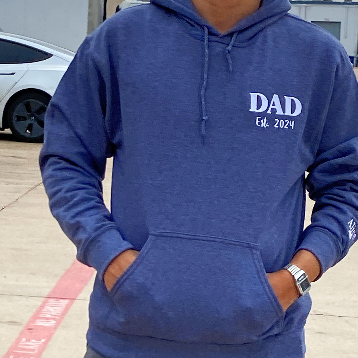 Custom Embroidered Dad Est Sweatshirt Hoodie, Father's Day Gift for Dad