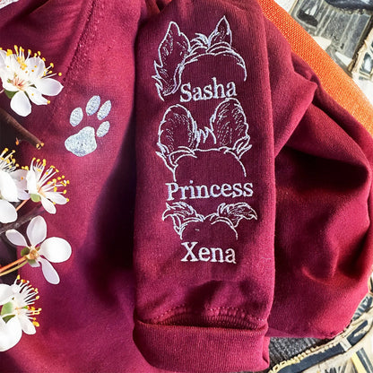 Custom Embroidered Dog Mom Sweatshirt Hoodie with Dog Ear and Name on Sleeve