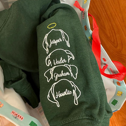 Custom Embroidered Dog Mom Sweatshirt Hoodie with Dog Ear and Name on Sleeve