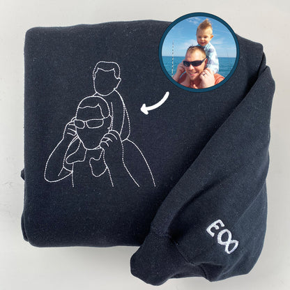 Custom Embroidered Father and Son Sweatshirt Hoodie from Your Photo