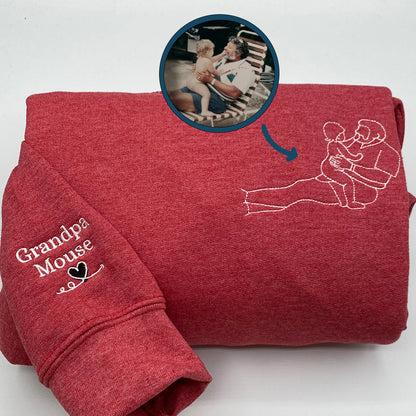 Custom Embroidered Father and Son Sweatshirt Hoodie from Your Photo