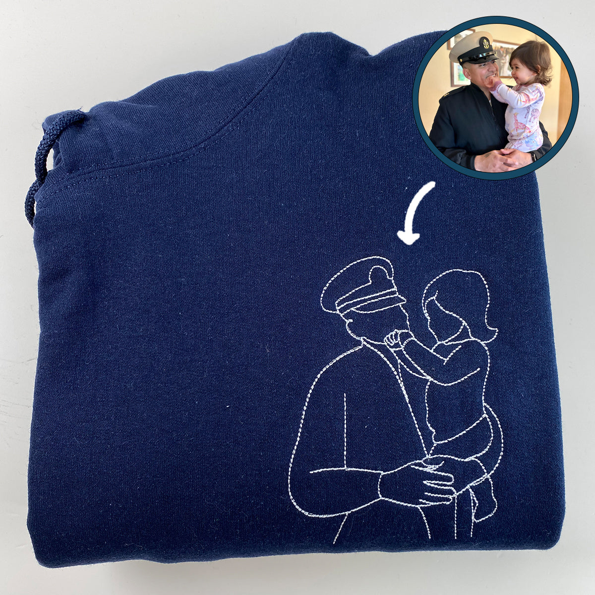 Custom Embroidered Father and Son Sweatshirt Hoodie from Your Photo