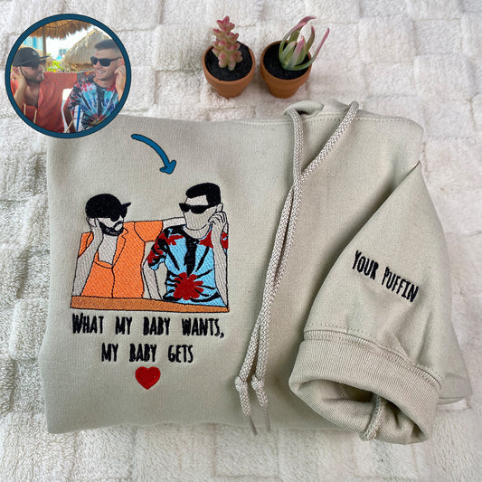 Custom Embroidered Full-Color Best Friends Portrait Sweatshirt Hoodie