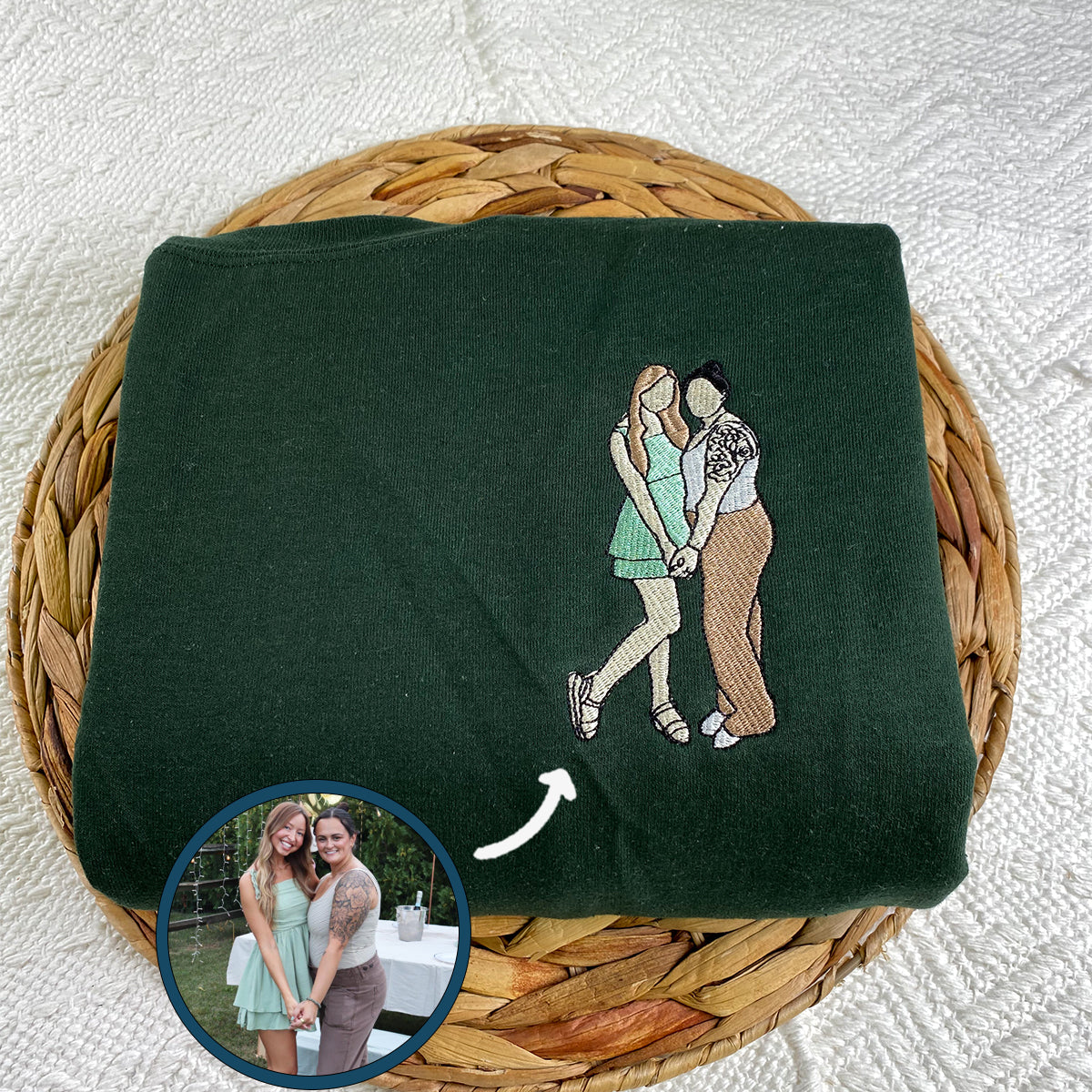 Custom Embroidered Full-Color Best Friends Portrait Sweatshirt Hoodie