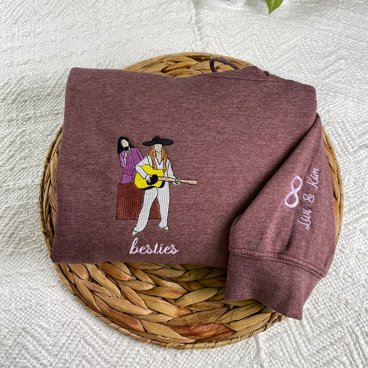 Custom Embroidered Full-Color Best Friends Portrait Sweatshirt Hoodie