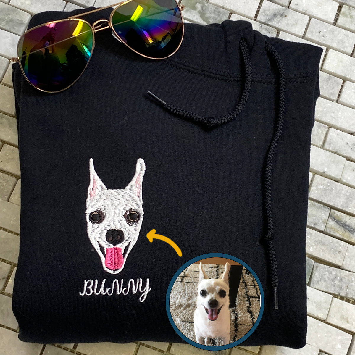 Custom Embroidered Full-Color Dog Mom Sweatshirt Hoodie from Your Photo with Names