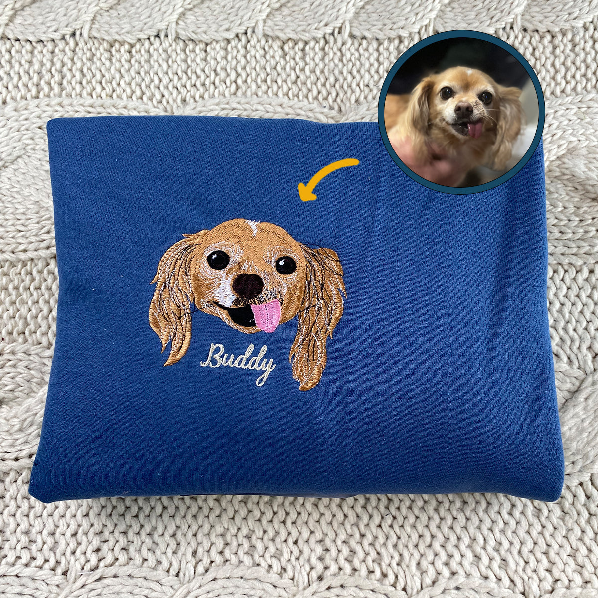 Custom Embroidered Full-Color Dog Mom Sweatshirt Hoodie from Your Photo with Names