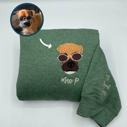 Custom Embroidered Full-Color Dog Mom Sweatshirt Hoodie from Your Photo with Names