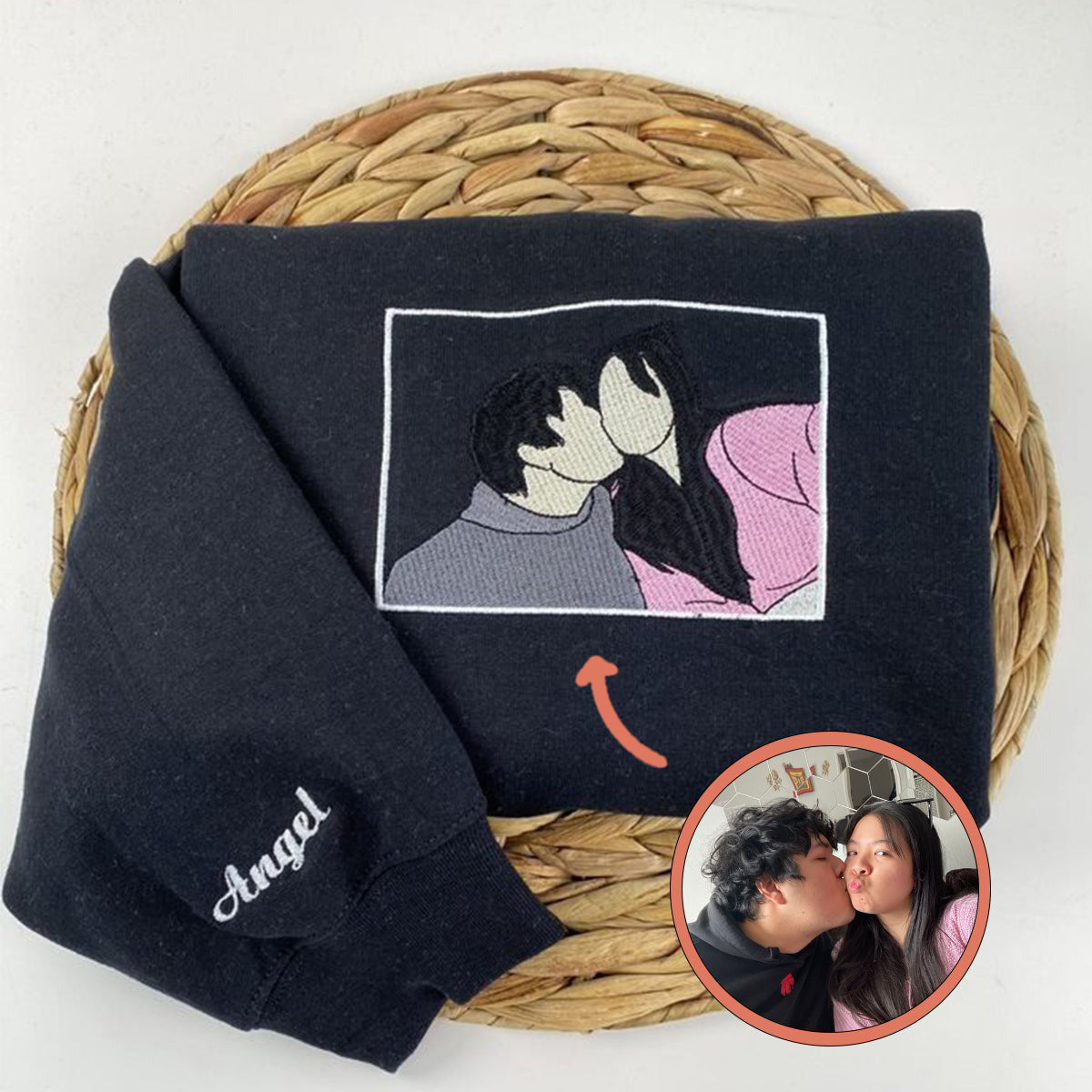 Custom Embroidered Sweatshirt Hoodie with Personalized Photo and Text – Unique Gift for All Occasions