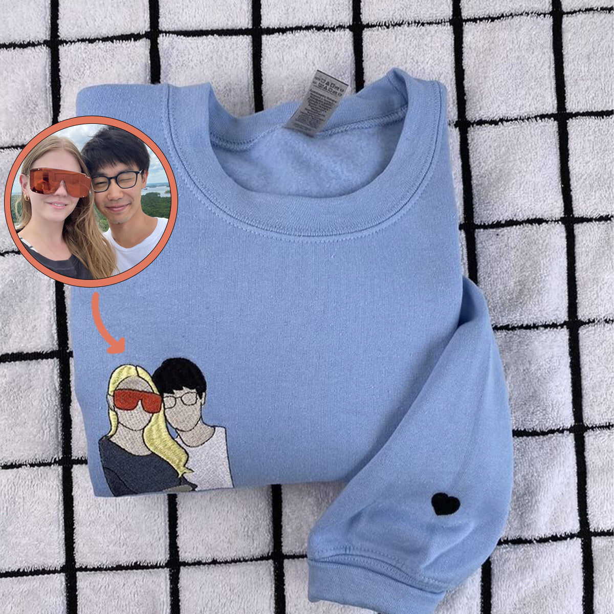 Custom Embroidered Sweatshirt Hoodie with Personalized Photo and Text – Unique Gift for All Occasions