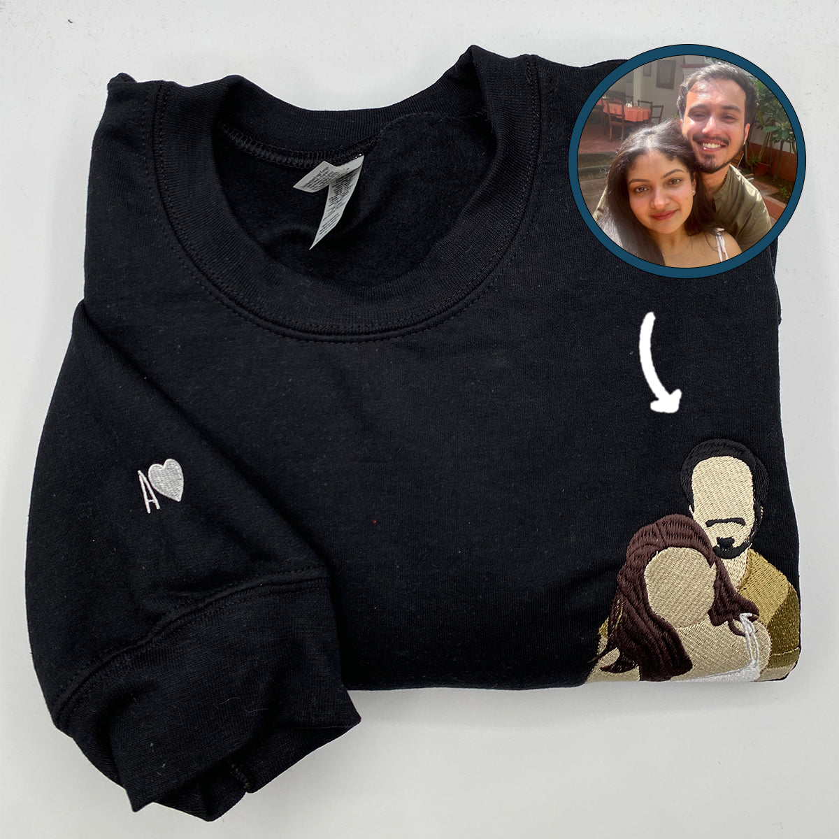 Custom Embroidered Sweatshirt Hoodie with Personalized Photo and Text – Unique Gift for All Occasions