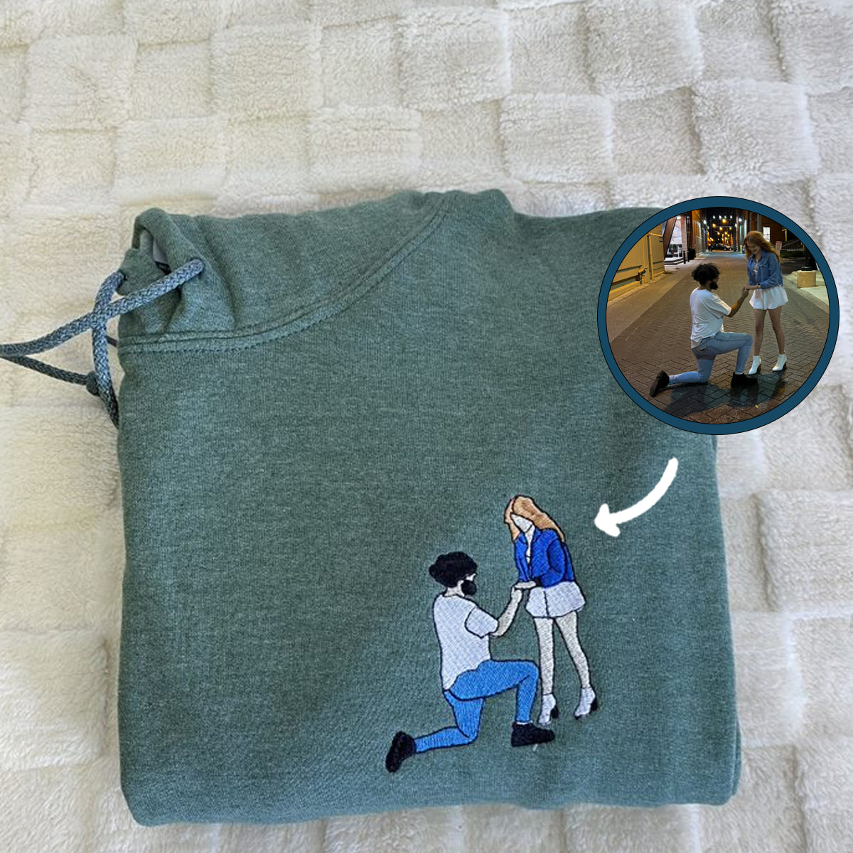 Custom Embroidered Sweatshirt Hoodie with Personalized Photo and Text – Unique Gift for All Occasions
