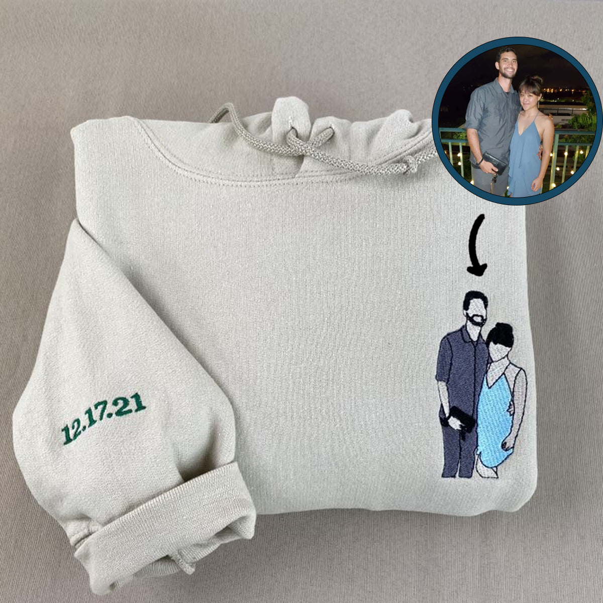 Custom Embroidered Sweatshirt Hoodie with Personalized Photo and Text – Unique Gift for All Occasions