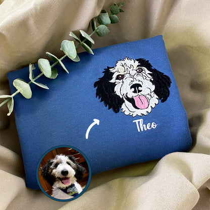 Custom Embroidered Dog Hoodie with Photo and Name – Personalized Full-Color Pet Sweatshirt Gift