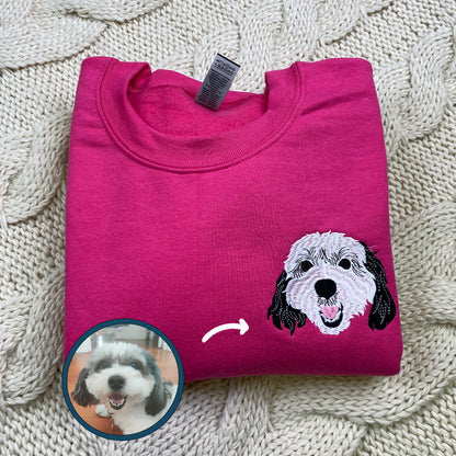 Custom Embroidered Dog Hoodie with Photo and Name – Personalized Full-Color Pet Sweatshirt Gift