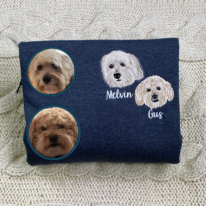 Custom Embroidered Dog Hoodie with Photo and Name – Personalized Full-Color Pet Sweatshirt Gift