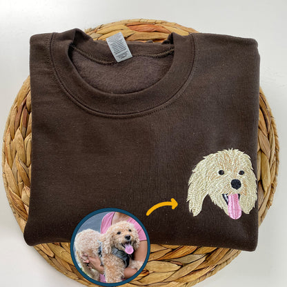 Custom Embroidered Dog Hoodie with Photo and Name – Personalized Full-Color Pet Sweatshirt Gift