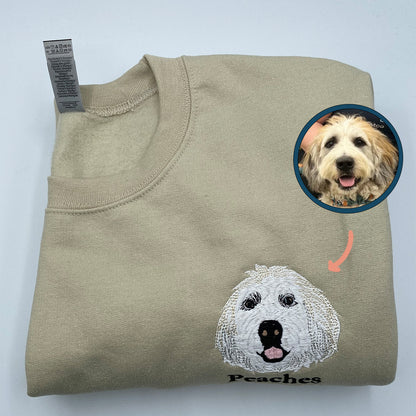 Custom Embroidered Dog Hoodie with Photo and Name – Personalized Full-Color Pet Sweatshirt Gift