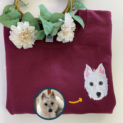 Custom Embroidered Dog Hoodie with Photo and Name – Personalized Full-Color Pet Sweatshirt Gift