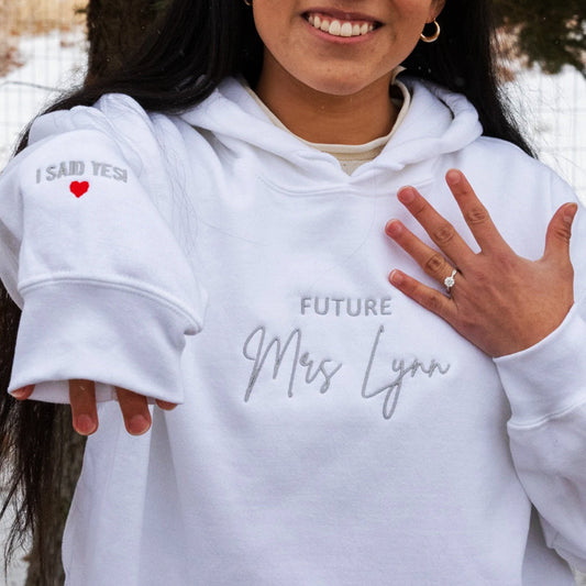 Custom Embroidered Future Mrs Sweatshirt Hoodie, Engagement Gifts for Bride