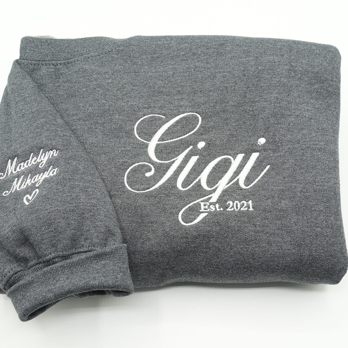 Custom Embroidered Gigi Sweatshirt or Hoodie with EST Year – Personalized Gift for Grandmothers
